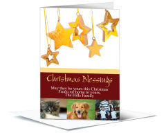 Christmas Card w-Envelope 7.875x5.5 Stars Christmas Blessing Family design